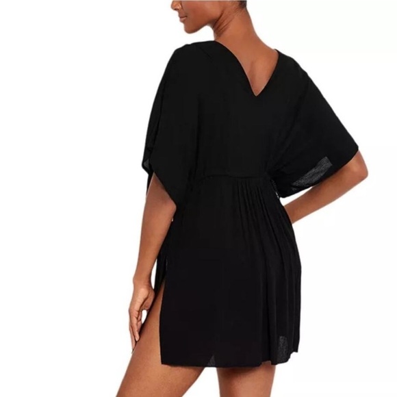 Lauren Ralph Lauren Size Small Black V Neck Adjustable Coverup Beach Tunic - Picture 3 of 8